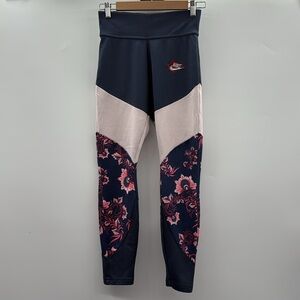 Nike‎ Navy Pink Floral Leggings Sz S